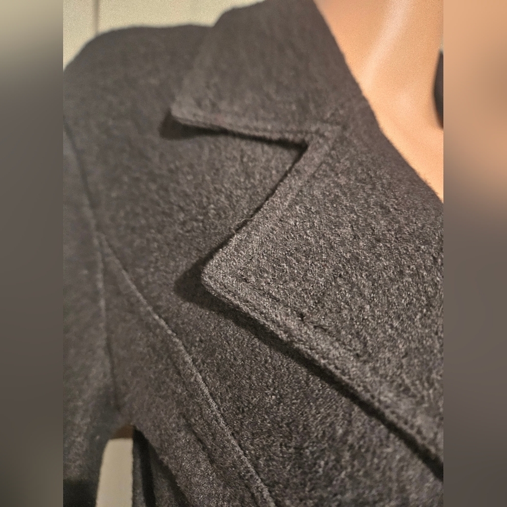 FREE PEOPLE Black Tailored Wool-Blend Double-Breasted Coat. Size Small - Picture 9 of 16